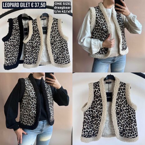 Teddy leopard gilet - beige