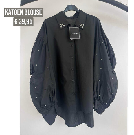 BLING katoen blouse - zwart