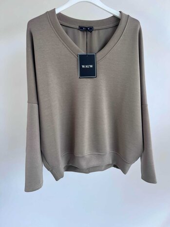 Ramona V hals sweater taupe