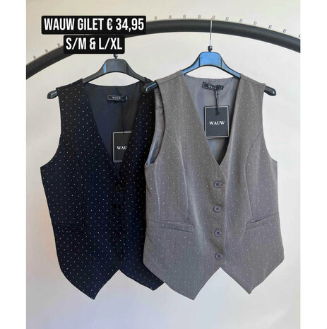 WAUW glitter gilet grijs