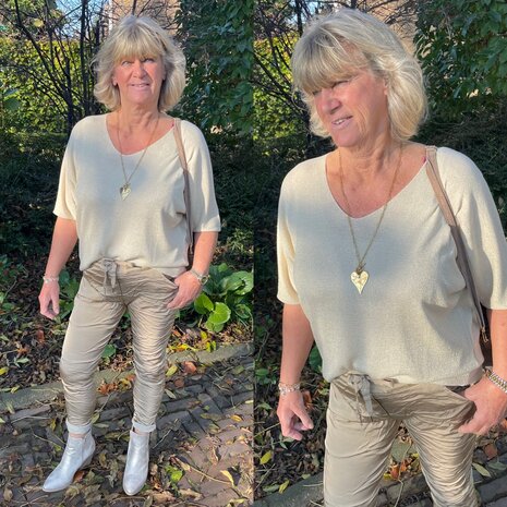 V-hals Vianna top beige/goud