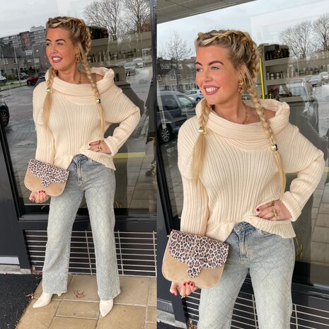 SHOULDER RIB sweater beige