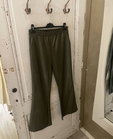 Romy leather look broek - army