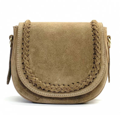 Joss suede leather Bag - BEIGE