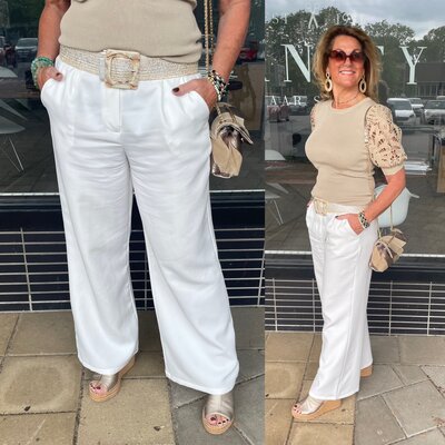 Bianca wide leg pantalon - offwhite