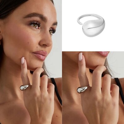 Druppel ring - zilver