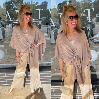 CAMEL Viscose glitter omslag sjaal/poncho