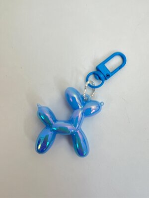 Sleutelhanger metallic dog blauw