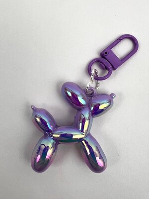 Sleutelhanger metallic dog lila