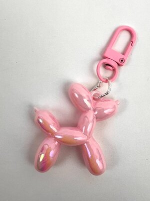 Sleutelhanger metallic dog licht roze