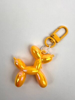 Sleutelhanger metallic dog geel