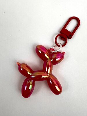 Sleutelhanger metallic dog rood