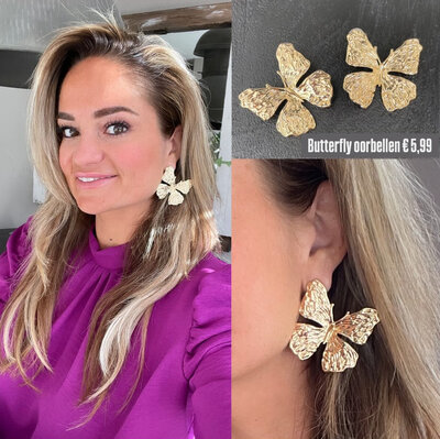 Oorbellen butterfly business - goud