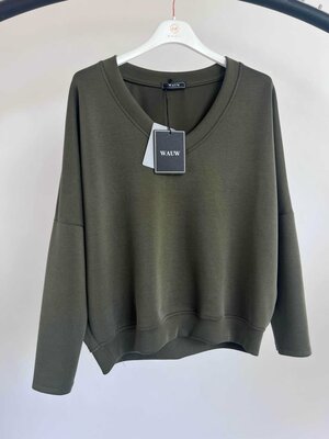 Ramona V hals sweater leger groen