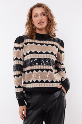 C&S Dita knit sweater black/sand