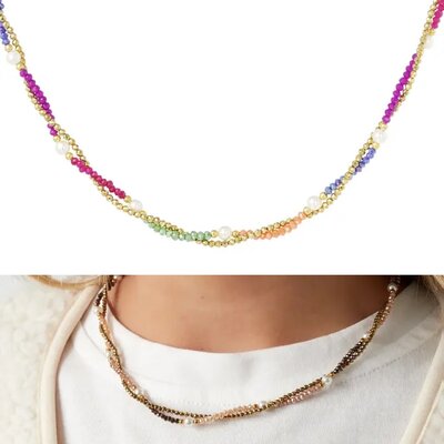 Colorful Swirl ketting - goud multi