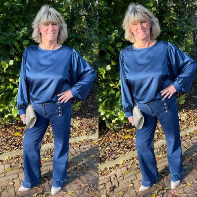 Wauw silk top donkerblauw