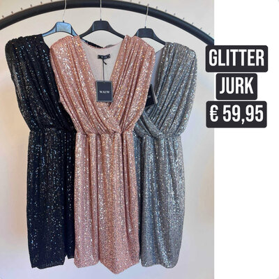 Wauw glitter dress zilver