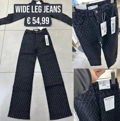 WIDE LEG jeans zwart wassing