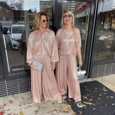 Wauw Glitter blouse metallic koper