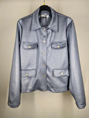 Suede glans jacket blauw