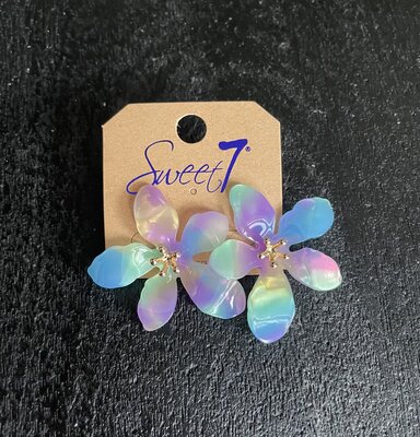 Rainbow color Flower oorbellen